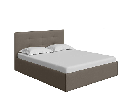 Фиолетовая кровать Forsa - Универсальная кровать с мягким изголовьем, выполненным из рогожки.